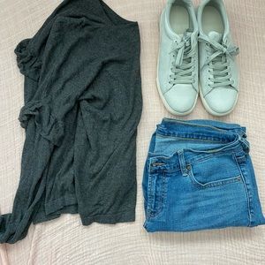 Unique gray ruffle sleeve top